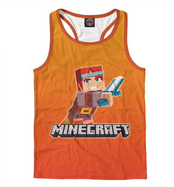 Мужская майка-борцовка с изображением Minecraft - Warrior цвета Белый