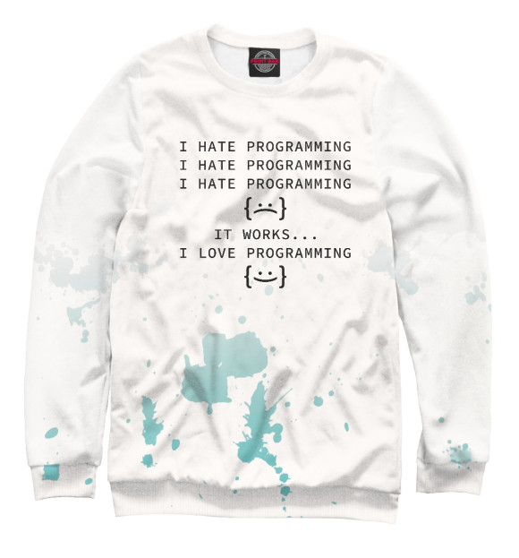 Свитшот для мальчиков с изображением I Hate Programming цвета Белый