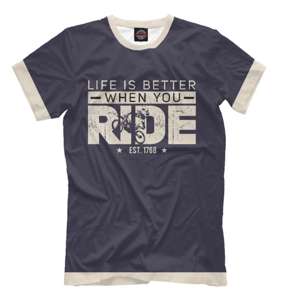 Мужская футболка с изображением Life is better when you ride цвета Белый