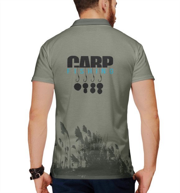 Мужское поло с изображением Карпфишинг в России цвета Белый