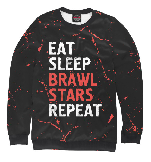Свитшот для мальчиков с изображением Eat Sleep Brawl Stars Repeat цвета Белый