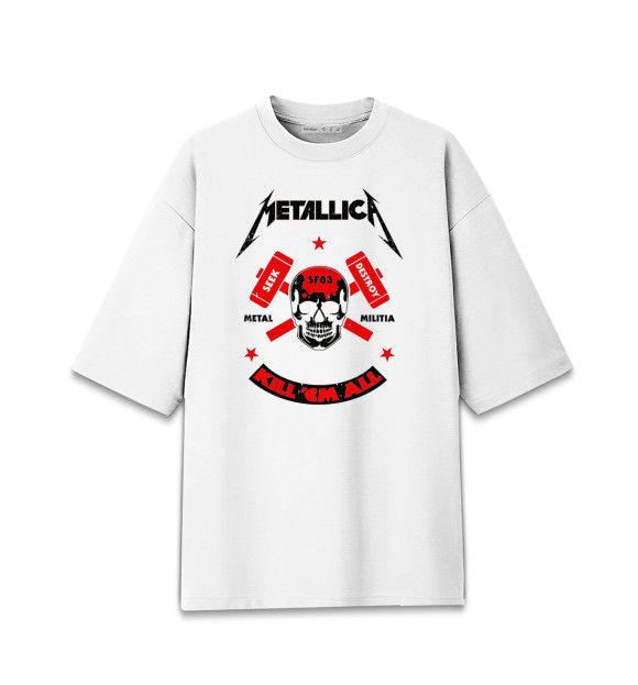 Мужская футболка оверсайз с изображением Metallica цвета Белый