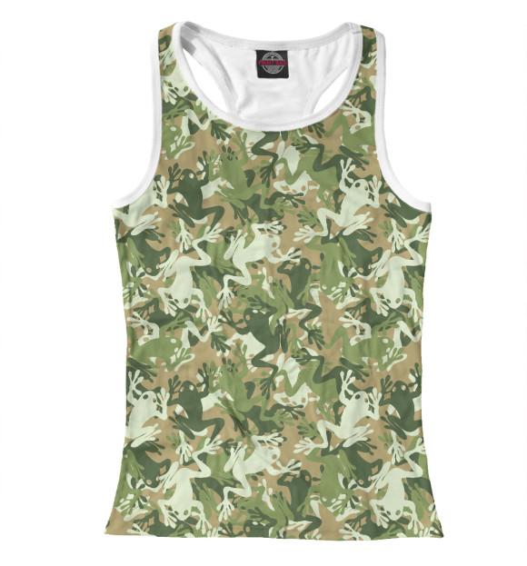 Женская майка-борцовка с изображением Лягушки цвета Белый