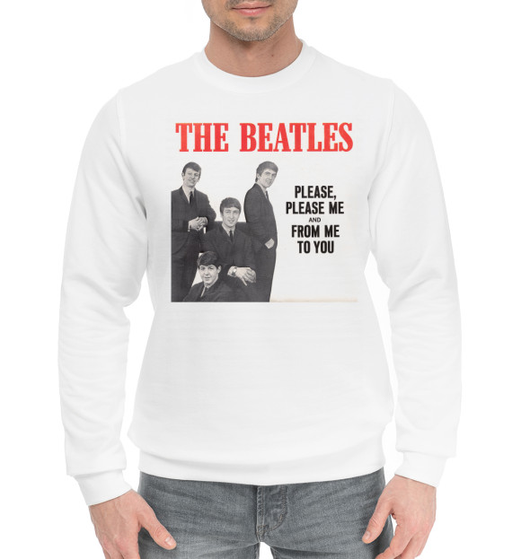 Мужской хлопковый свитшот с изображением The Beatles - Please Please Me цвета Белый