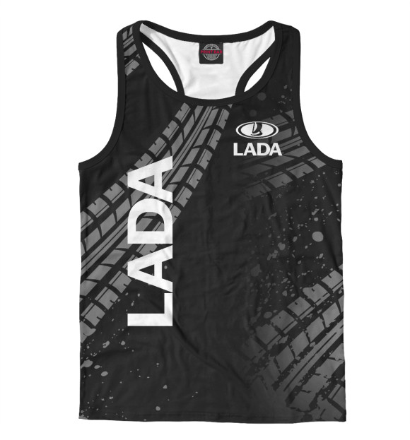 Мужская майка-борцовка с изображением LADA цвета Белый