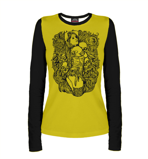 Женский лонгслив с изображением Buried treasure цвета Белый