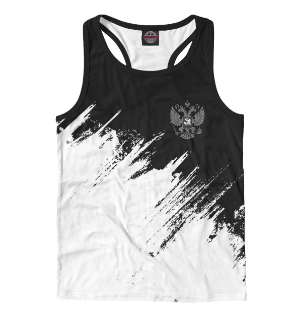 Мужская майка-борцовка с изображением Герб РФ цвета Белый