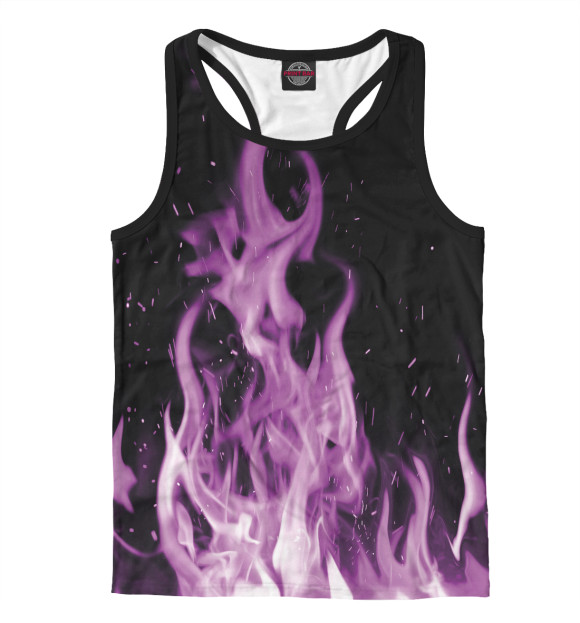 Мужская майка-борцовка с изображением Фиолетовый огонь - неон цвета Белый