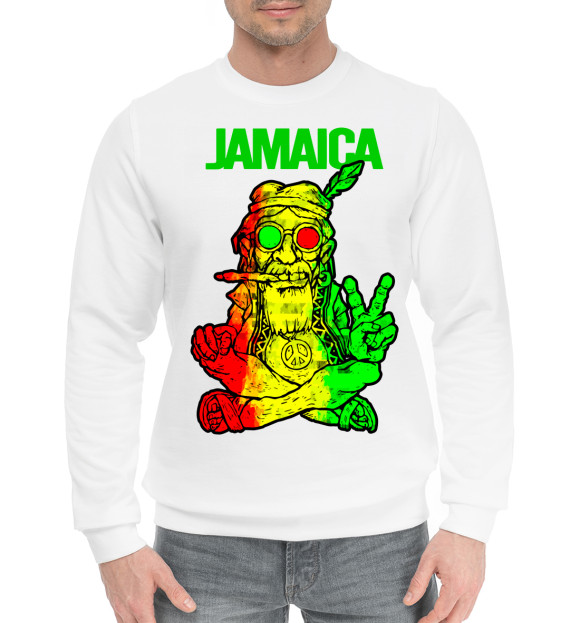 Мужской хлопковый свитшот с изображением Jamaica цвета Белый