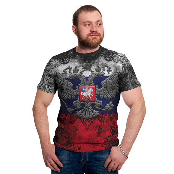 Мужская футболка с притом Герб цвета Белый Мужская футболка с изображением Герб цвета Белый