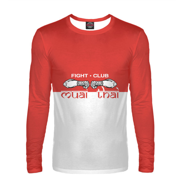 Мужской лонгслив с изображением Муай Тай цвета Белый