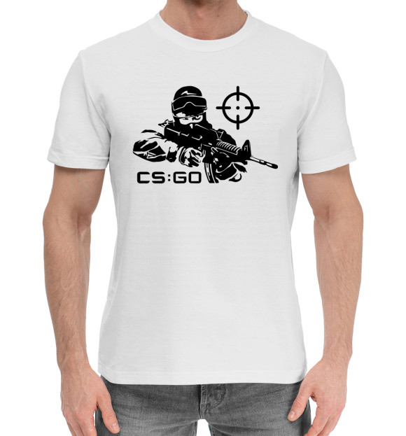 Мужская хлопковая футболка с изображением Counter-Strike цвета Белый