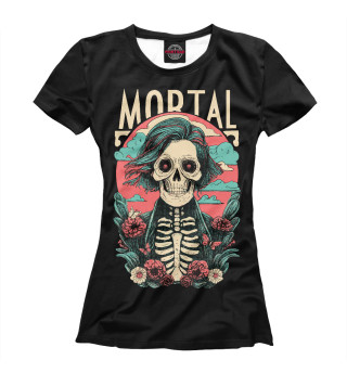 Женская футболка Mortal скелет
