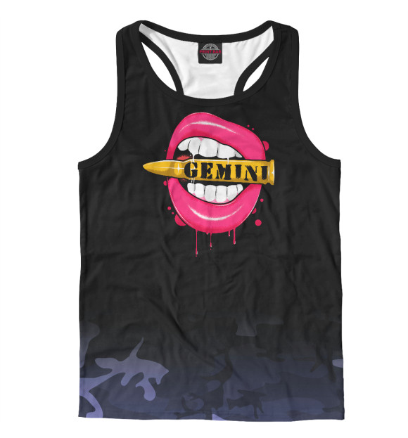 Мужская майка-борцовка с изображением Gemini Zodiac цвета Белый