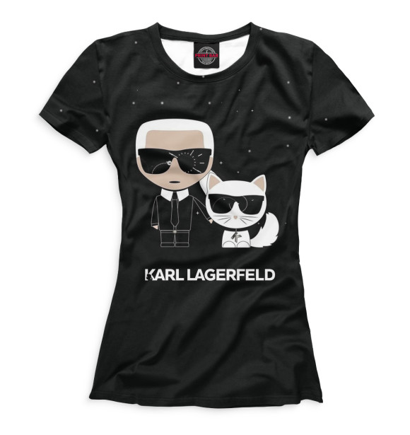 Женская футболка с изображением Карл Лагерфельд цвета Белый