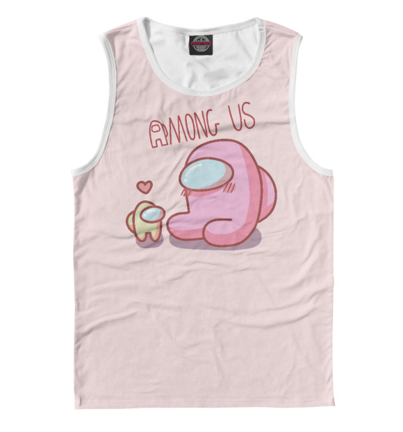 Мужская майка с притом Among Us Pink цвета Белый Мужская майка с изображением Among Us Pink цвета Белый