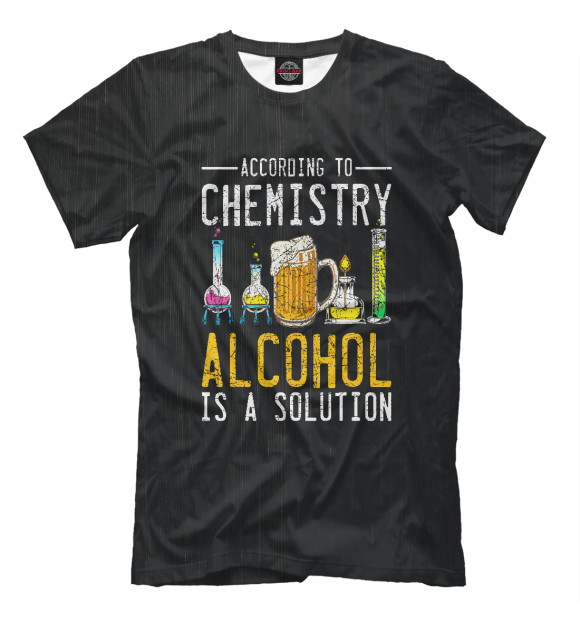 Мужская футболка с изображением Drunk Chemist Drinking Beer цвета Белый