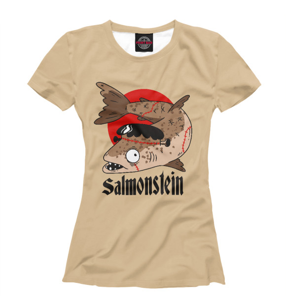 Женская футболка с изображением Salmonstein цвета Белый