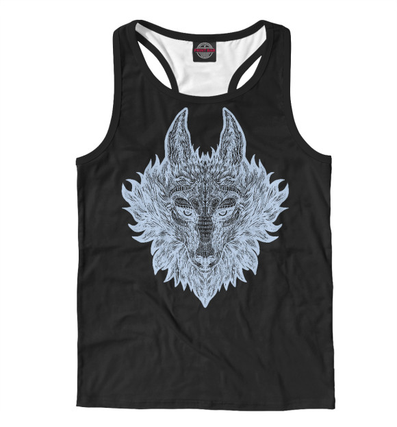Мужская майка-борцовка с изображением Серебристый волк цвета Белый