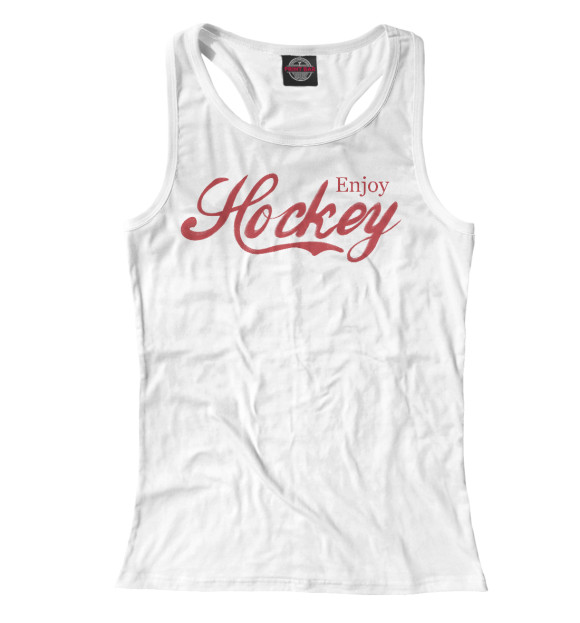 Женская майка-борцовка с изображением Hockey цвета Белый