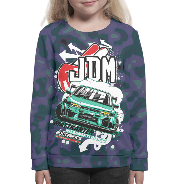 Свитшот для девочек с изображением JDM цвета Белый