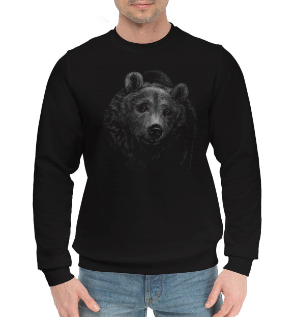 Мужской хлопковый свитшот с изображением Медведи цвета Черный
