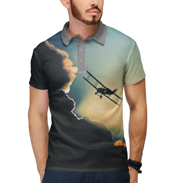 Мужское поло с изображением ГЕРОЙ цвета Белый