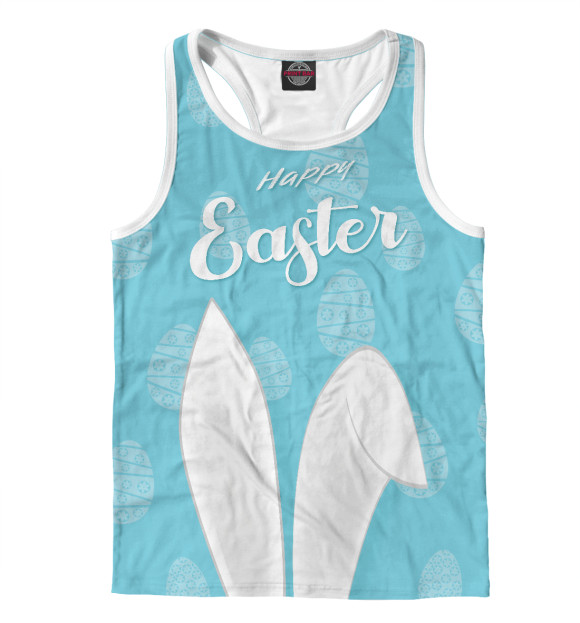 Мужская майка-борцовка с изображением Пасхальный кролик цвета Белый