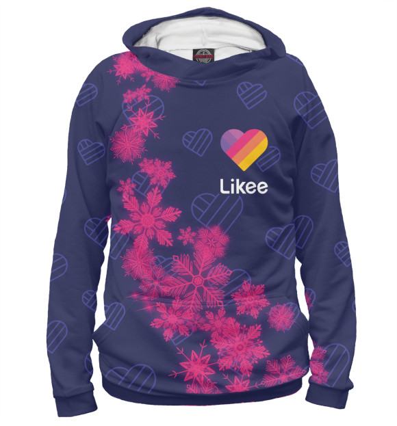 Женское худи с изображением Likee (Лайки) - Снежный цвета Белый