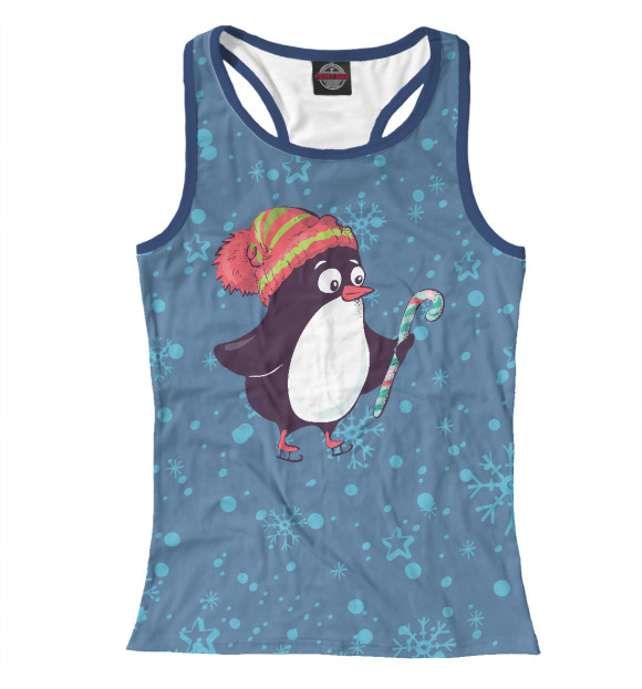 Женская майка-борцовка с изображением Пингвин цвета Белый