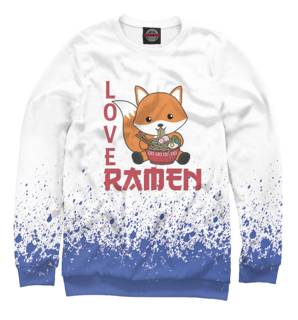 Свитшот для девочек с изображением Love Ramen Cute Fox цвета Белый