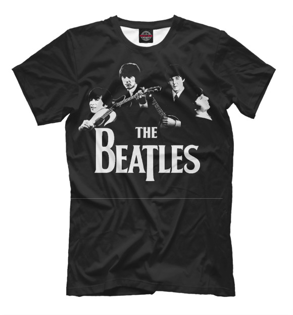 Футболка для мальчиков с изображением The Beatles черный фон цвета Белый