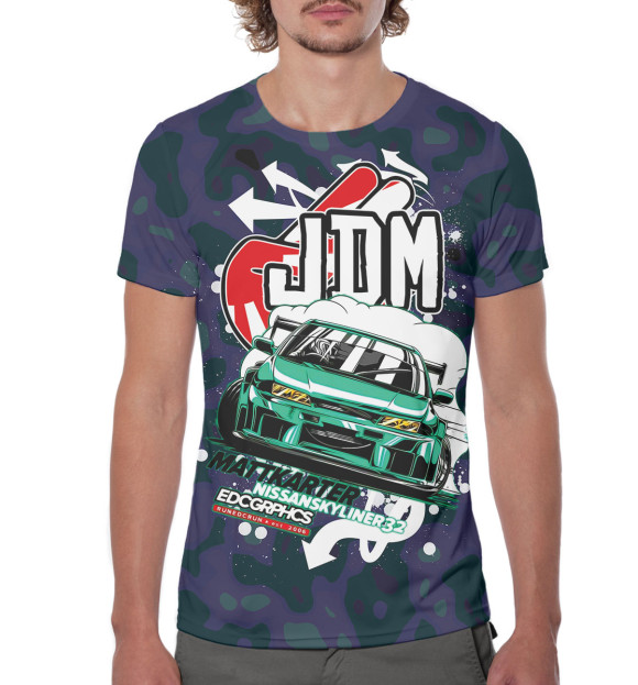 Мужская футболка с изображением JDM цвета Белый