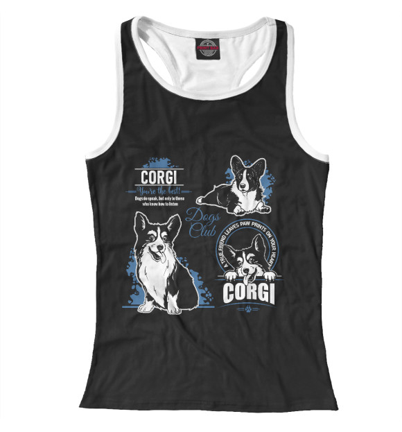 Женская майка-борцовка с изображением Corgi цвета Белый