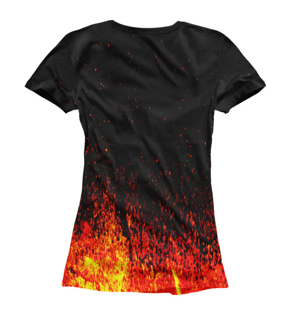 Женская футболка с изображением Черное солнце огненное цвета Белый