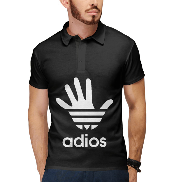 Мужское поло с изображением Adios цвета Белый