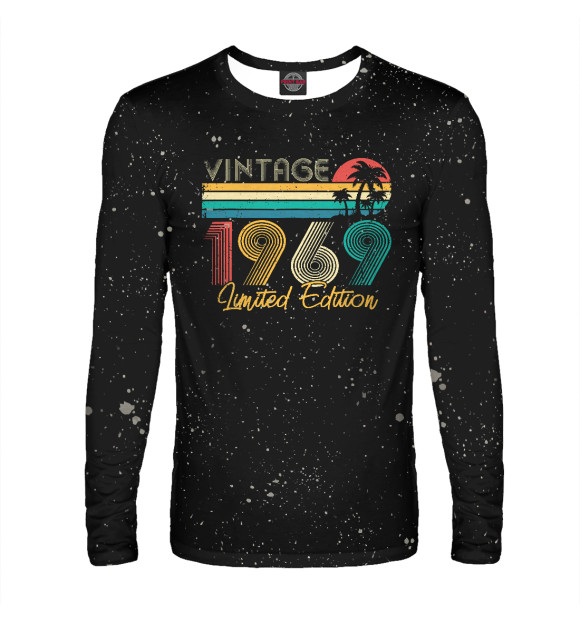 Мужской лонгслив с изображением Vintage 1969 цвета Белый