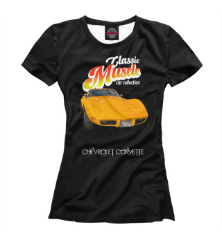 Женская футболка Маслкар Chevrolet Corvette на черном фон
