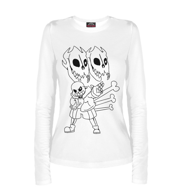 Женский лонгслив с притом Undertale цвета Белый Женский лонгслив с изображением Undertale цвета Белый