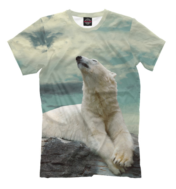 Мужская футболка с изображением Белый медведь цвета Белый