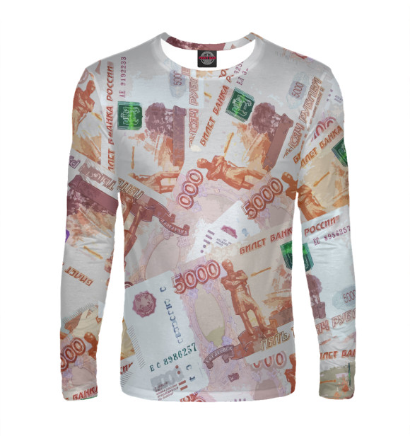 Мужской лонгслив с изображением 5 тысяч рублей цвета Белый