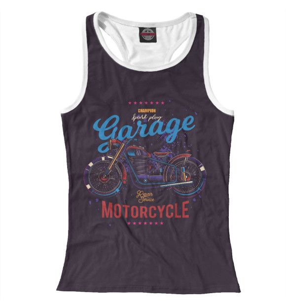 Женская майка-борцовка с изображением Мотоцикл цвета Белый