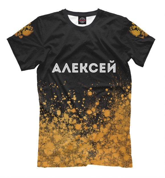 Мужская футболка с изображением Алексей Россия Золото цвета Белый