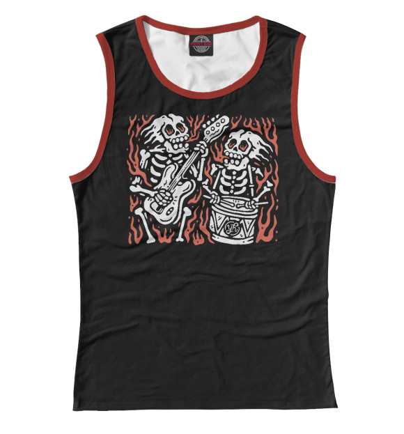 Женская майка с изображением КОСТЛЯВЫЙ КОНЦЕРТ цвета Белый