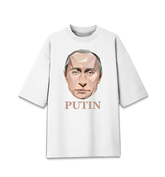 Мужская футболка оверсайз с изображением Путин Мозаика цвета Белый