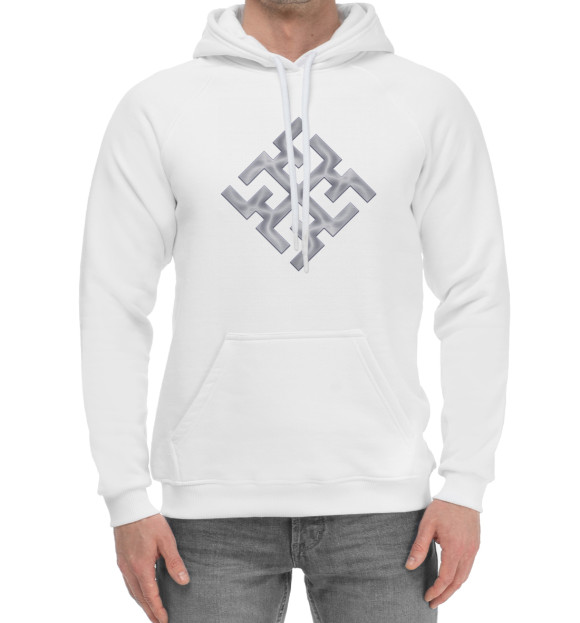 Мужской хлопковый худи с изображением Оберег Духобор цвета Белый