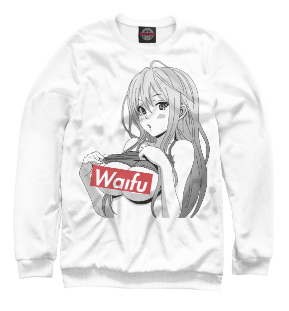 Мужской свитшот с изображением Waifu цвета Белый