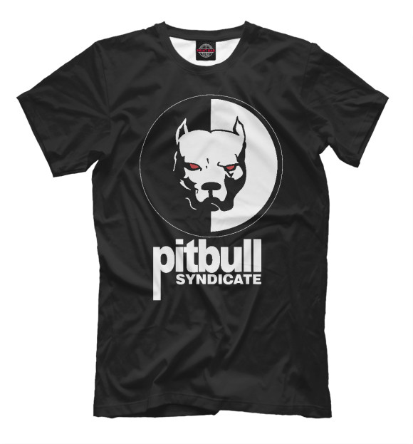 Мужская футболка с изображением Питбуль цвета Белый