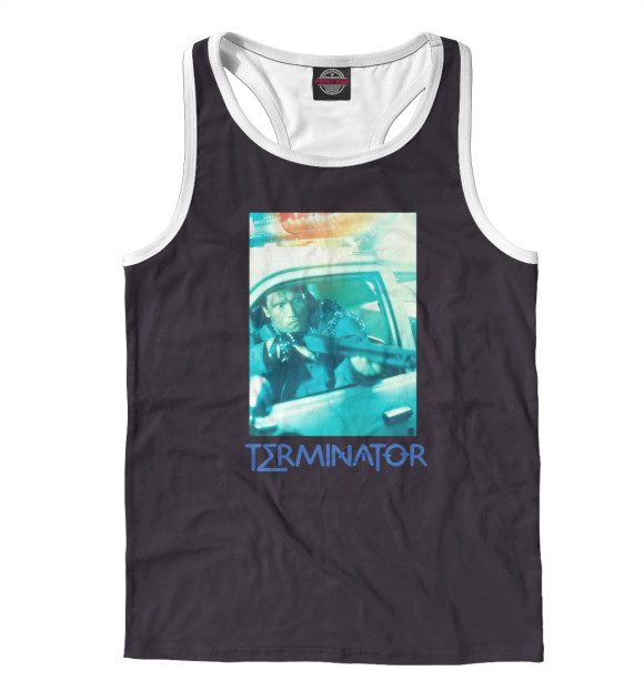 Мужская майка-борцовка с изображением Terminator цвета Белый