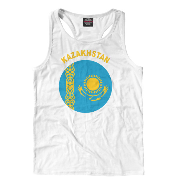 Мужская майка-борцовка с изображением Казахстан цвета Белый